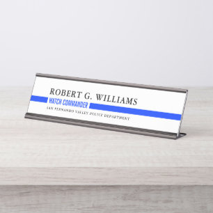 Placa De Nombre Blanco personalizado mínimo fino de la policía d
