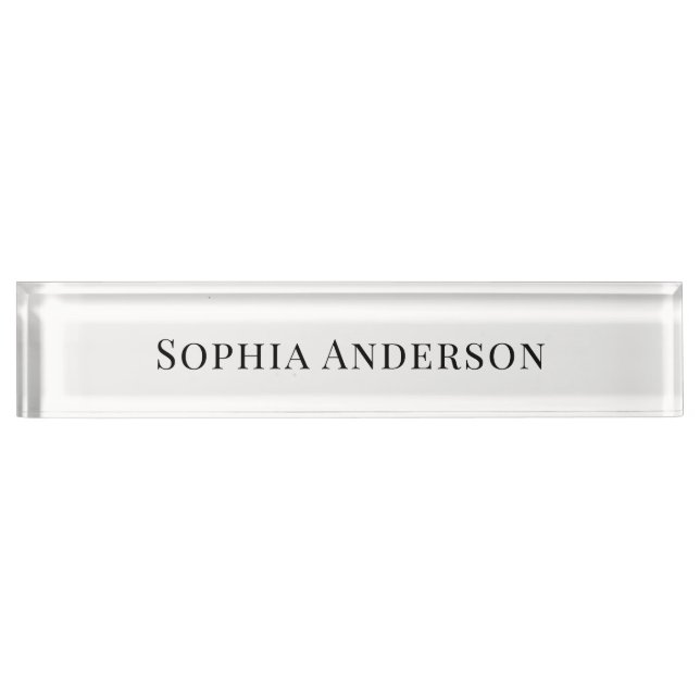 Placa De Nombre Blanco y negro | Texto profesional de moda (Anverso)