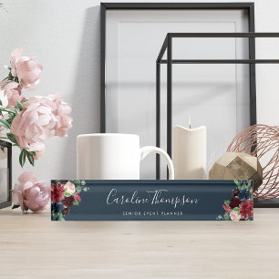 Placa De Nombre Bloom radiante Floral acuarela