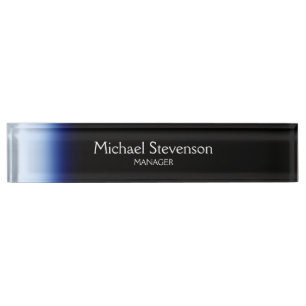 Placa De Nombre Blue Black Professional Moderne Desk Nameplate