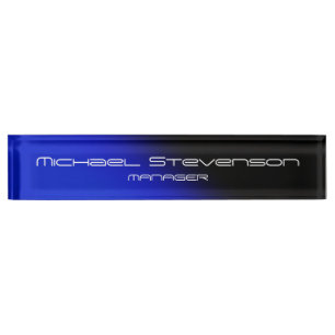 Placa De Nombre Blue Black Professional Moderne Desk Nameplate