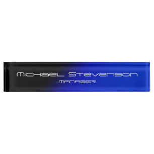 Placa De Nombre Blue Black Professional Moderne Desk Nameplate