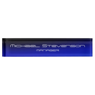 Placa De Nombre Blue Black Professional Moderne Desk Nameplate