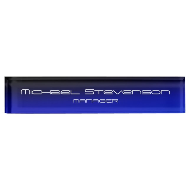 Placa De Nombre Blue Black Professional Moderne Desk Nameplate (Anverso)