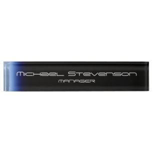 Placa De Nombre Blue Black Professional Moderne Desk Nameplate