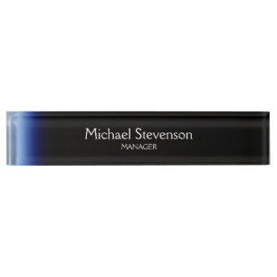 Placa De Nombre Blue Black Professional Moderne Desk Nameplate