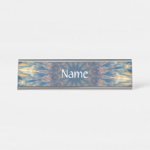 Placa De Nombre Blue Chakra Kaleidoscope Thunder_Cove