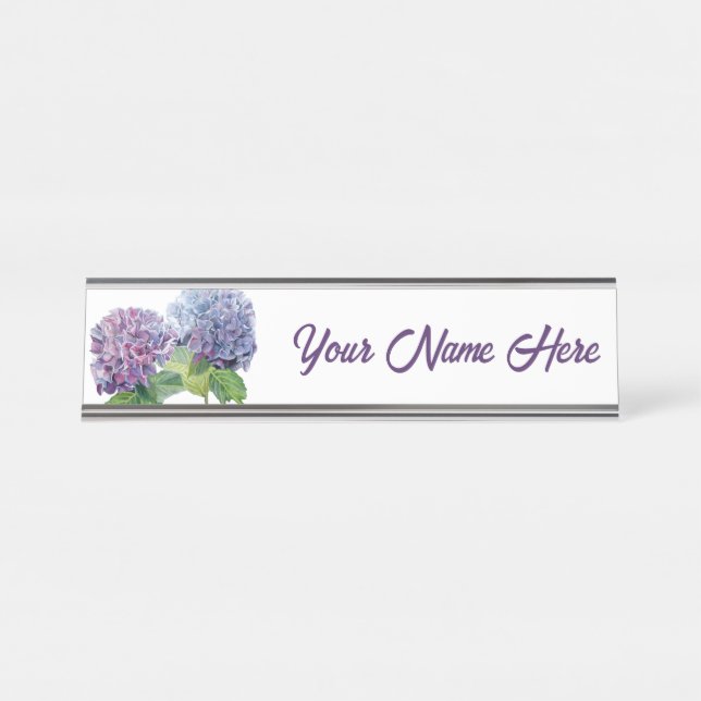 Placa De Nombre Blue Hydrangeas Personalized Nameplate (Anverso)