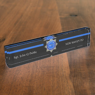 Placa De Nombre Blue Line fino