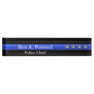 Placa De Nombre Blue Line fino - fila de las estrellas del jefe