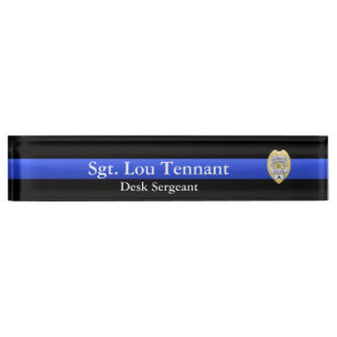 Placa De Nombre Blue Line fino - sargento Badge Rank