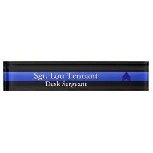 Placa De Nombre Blue Line fino - sargento Stripes Rank