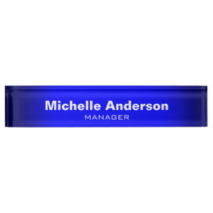 Placa De Nombre Blue Professional Manager Modern Plain