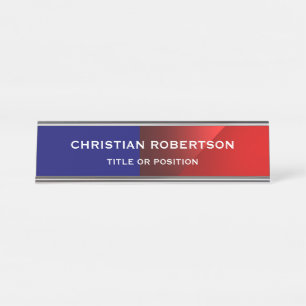 Placa De Nombre Blue Red Modern Simple Simple Plain Business