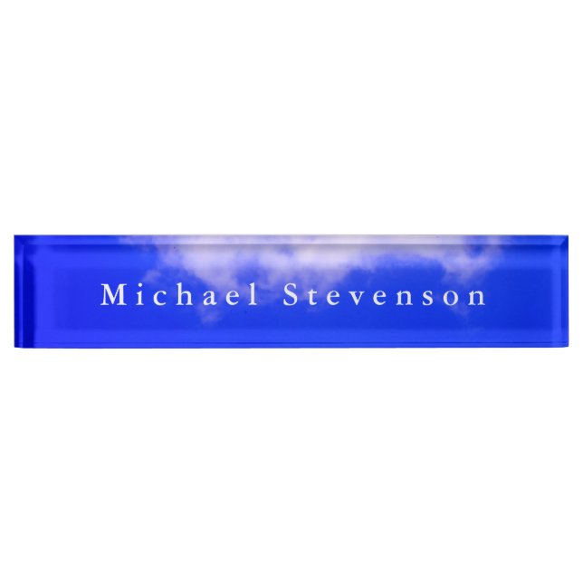 Placa De Nombre Blue Sky Trendy Modern Unique (Anverso)