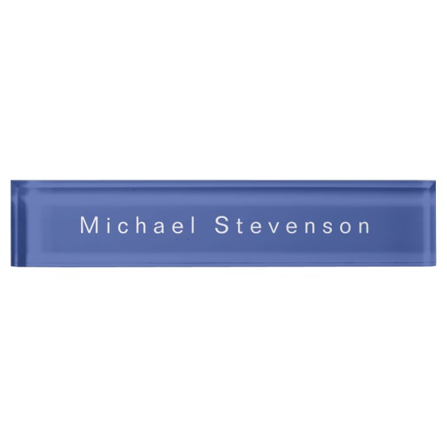 Placa De Nombre Blue Trendy Modern Professional (Anverso)