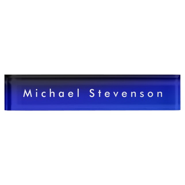 Placa De Nombre Blue Trendy Modern Professional (Anverso)