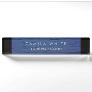 Placa De Nombre Blue Wall Elegant Profesional