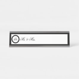 Placa De Nombre Boda de Rosa negro caligrafía