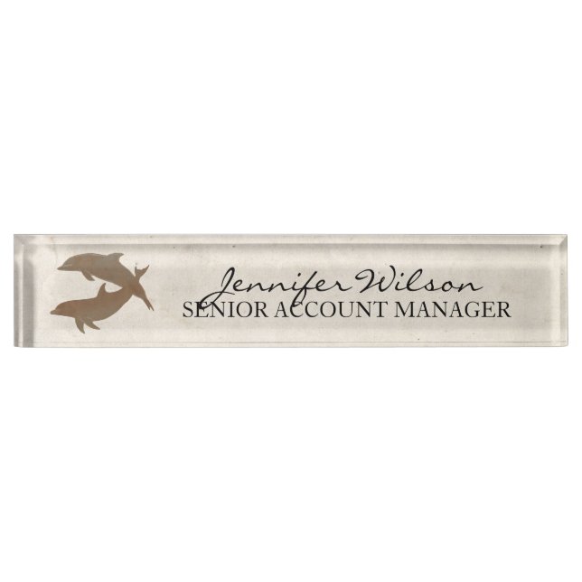 Placa De Nombre Boda Rustic Dolphins Beach (Anverso)