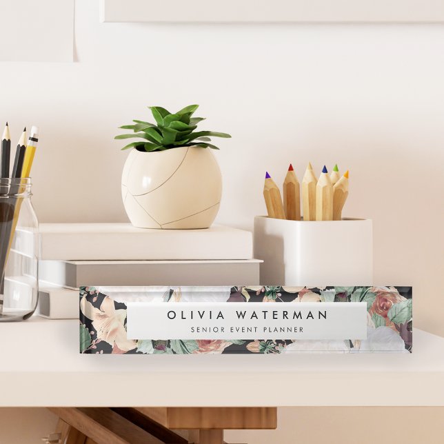 Placa De Nombre Boho Blooms | Floral acuarela moderna (Subido por el creador)