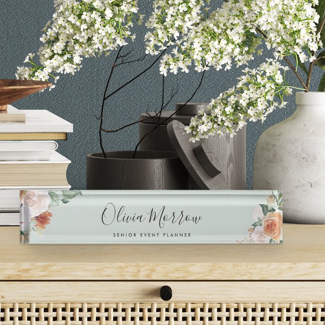 Placa De Nombre Boho Blooms | Floral acuarela moderna (Subido por el creador)