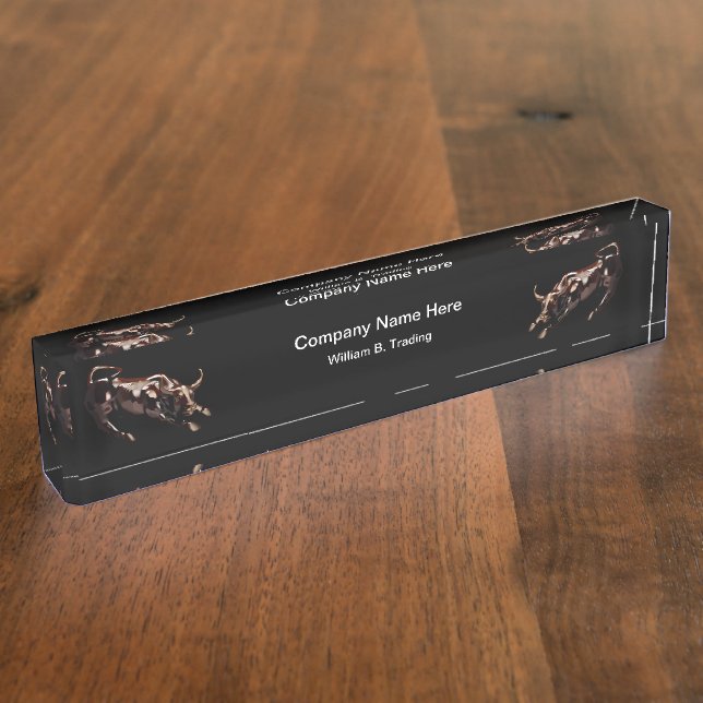 Placa De Nombre Bolsa de valores de Wall Street Bull (Lateral)