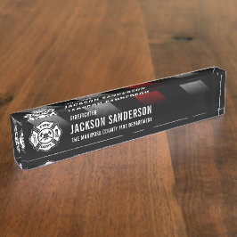 Placa De Nombre Bombardero con logotipo delgado de la línea roja d