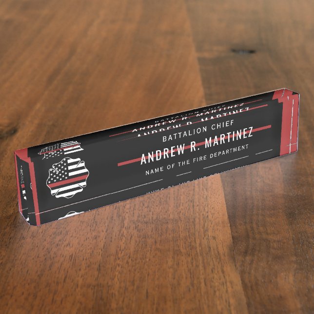 Placa De Nombre Bombero delgado Departamento de Rescate de Incendi (Lateral)