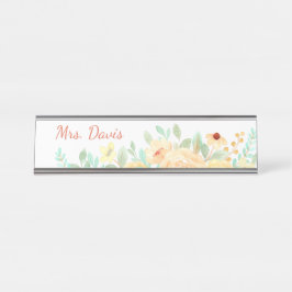 Placa De Nombre Bonito Floral Personalizada Gift Teachers Business