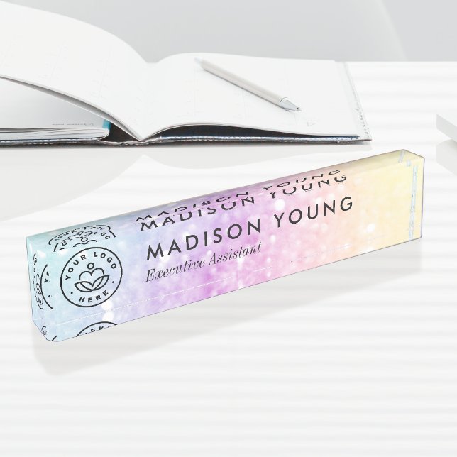 Placa De Nombre Bonito Purpurina holográfico Girly Glamorous (Subido por el creador)