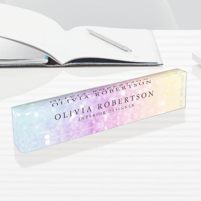 Placa De Nombre Bonito Purpurina holográfico Girly Glamorous (Subido por el creador)