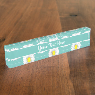 Placa De Nombre Bonito verde azulada Little Daisy