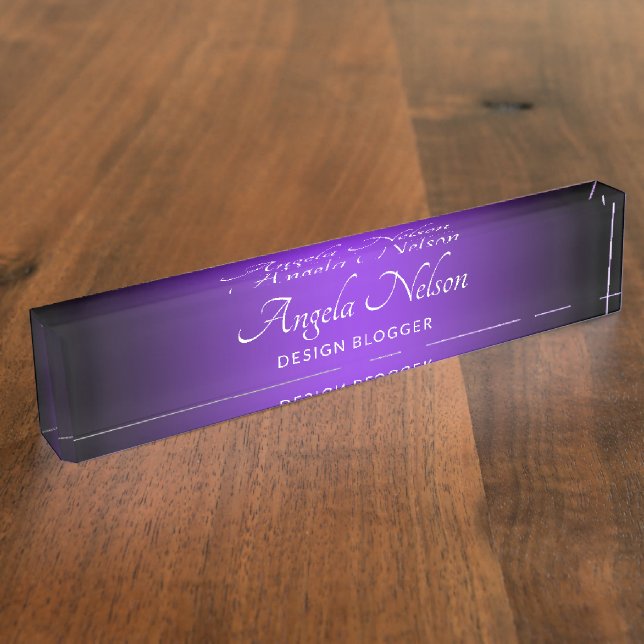 Placa De Nombre Borde negro azul violeta ombre (Lateral)