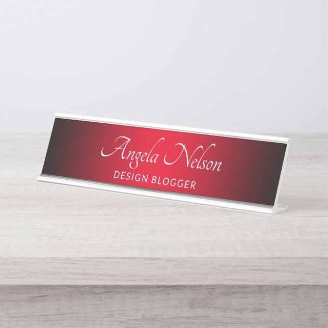 Placa De Nombre Borde negro rojo ombre (Anverso)
