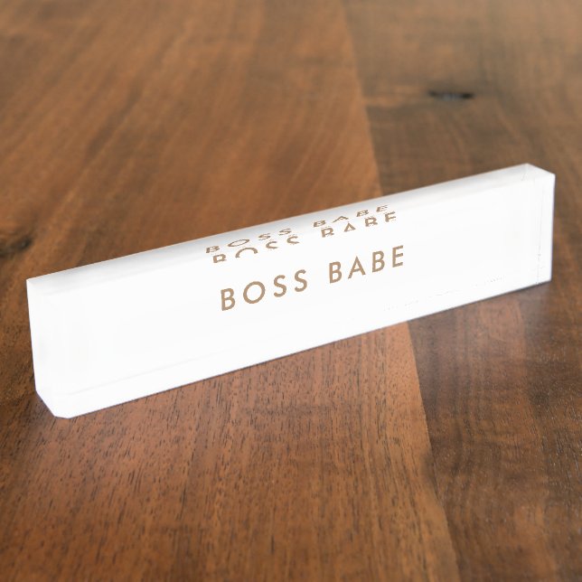 Placa De Nombre Boss Babe Minimalista Nameplate moderno (Lateral)