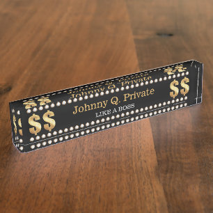 Placa De Nombre Boss Bling VIP