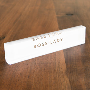 Placa De Nombre Boss Lady Minimalista Modern Nameplate