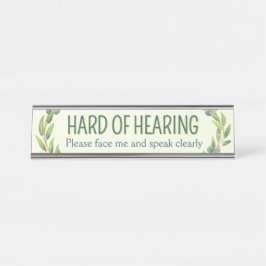 Placa De Nombre Botanical Hard of Hearing Green Deafness