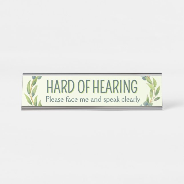Placa De Nombre Botanical Hard of Hearing Green Deafness (Anverso)