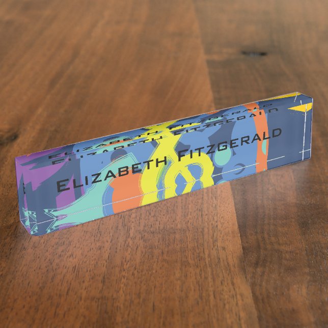 Placa De Nombre Bright Abstract Treble Clef Music Notes (Lateral)