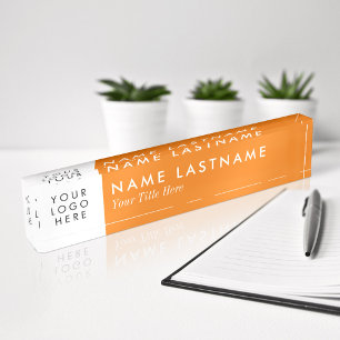 Placa De Nombre Bright Orange Minimalist Custom Logo