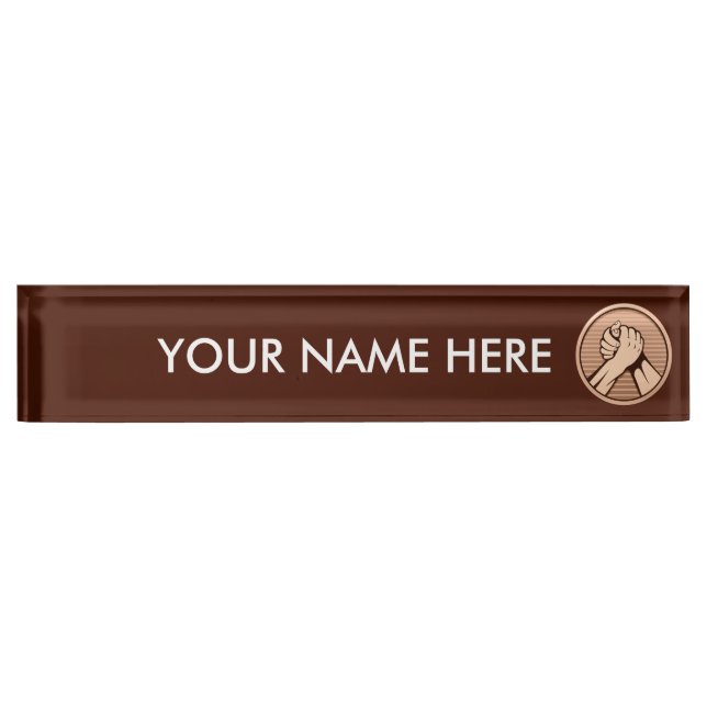 Placa De Nombre Bronce de lucha de brazos (Anverso)