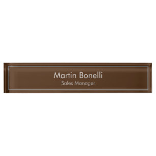 Placa De Nombre Brown Plain Simple Moderno Profesional