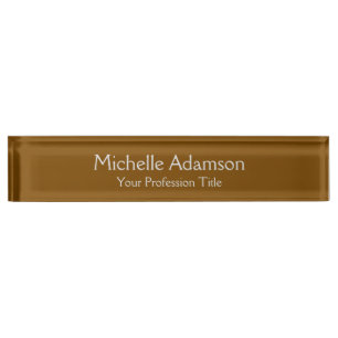 Placa De Nombre Brown Professional Plain Modern