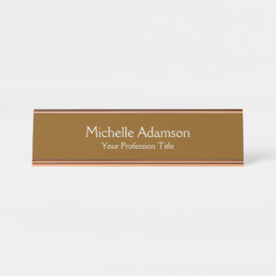 Placa De Nombre Brown Professional Plain Modern