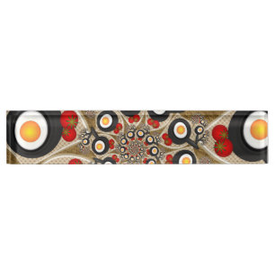 Placa De Nombre Brunch Fractal Art Comida divertida, Tomates, Huev