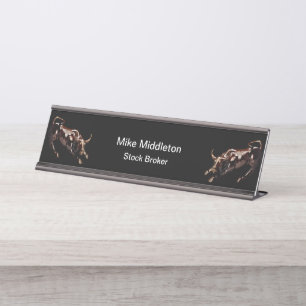 Placa De Nombre Bullish Stock Broker Tema Oficina Nombre Placa
