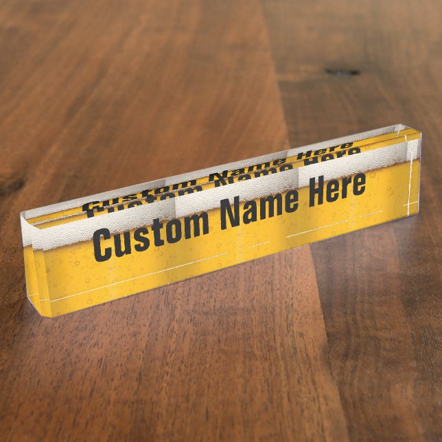 Placa De Nombre Burbujas divertidas de la cerveza (Lateral)