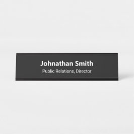 Placa De Nombre Business Black and  White Employee Name Job Title